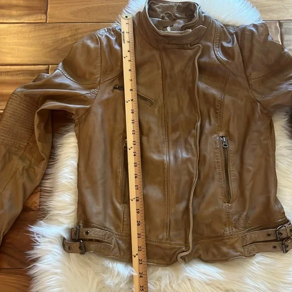 Free People bronze real lamb leather jacket Sz L NWOT - Picture 6 of 14